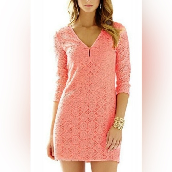 Lilly Pulitzer Dresses & Skirts - Lilly Pulitzer Neon Coral Dress Size Medium P2P 19”